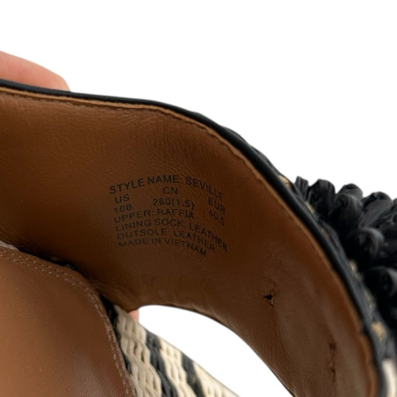 Kate Spade New York Women's Seville Raffia Leather Stripe Wedge Mule Sandals 10 - Picture 12 of 13